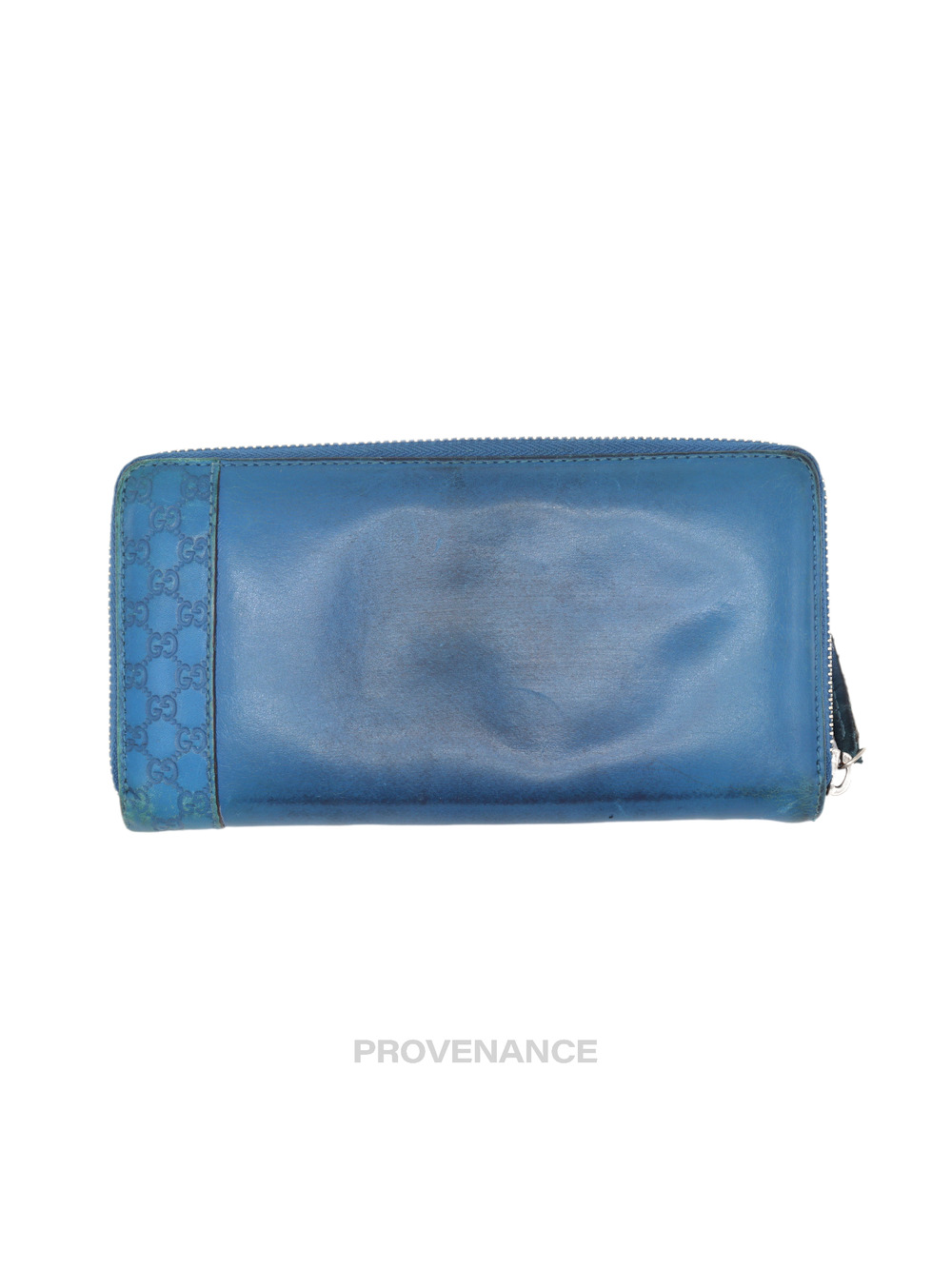 🔴 Gucci Long Zip Wallet - Blue MicroGuccissima Leather